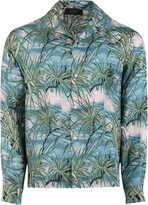 Silk Floral Aloha Bowling Shirt Blue 