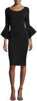 Thumbnail for your product : Milly Contrast Draped Bell-Sleeve Sheath Dress