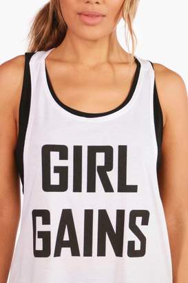 boohoo Erin Fit Girl Gains Slogan Workout Vest