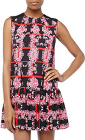 Thumbnail for your product : L.A.M.B. Silk Floral-Print Drop-Waist Dress, Black/Pink