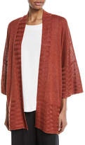 Thumbnail for your product : eskandar Hand-Loomed Knitted Lightweight Linen Poncho Cardigan with Oversized Rib Detail