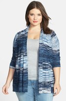Thumbnail for your product : Sejour Spaced Dyed High/Low Cardigan (Plus Size)