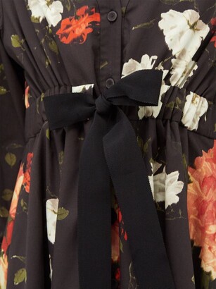 Erdem Marci Floral-print Cotton-poplin Dress - Black Multi