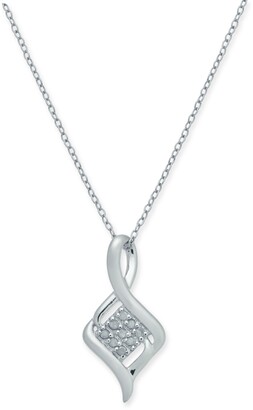 Macy's Diamond Cluster Twist 18" Pendant Necklace (1/10 ct. t.w.) in Sterling Silver