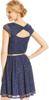 Thumbnail for your product : Amy Byer BCX Juniors' Belted Lace A-Line Dress