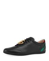 Thumbnail for your product : Gucci Bambi GG Leather Low-Top Sneaker, Black