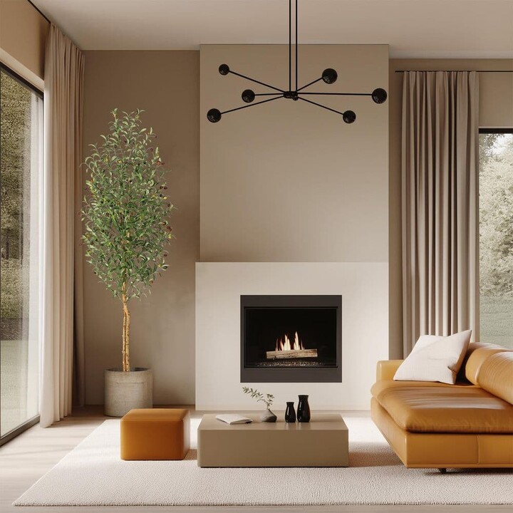Artificial Tree 7 ft. Artificial Olive Tree with Natural Wood Trunk and Fruits, Faux Plant in White Pot for Home Decor