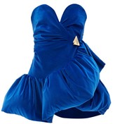 Thumbnail for your product : ATTICO Ruffled Velvet Mini Dress - Blue
