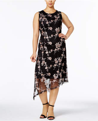 Alfani Plus Size Embroidered Asymmetrical Dress, Created for Macy's