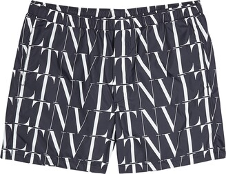 Valentino Logo-print Shell Swim Shorts, Shorts, Blue and White