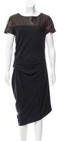 Thumbnail for your product : Halston Leather-Accented Knee-Length Dress