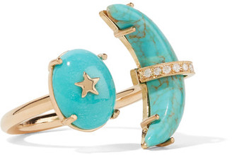 Andrea Fohrman Crescent Moon 18-karat Gold, Turquoise And Diamond Ring