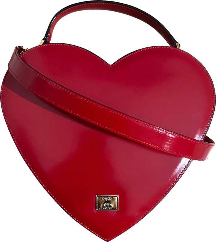 Moschino 1990’s Vintage Red Leather Heart Bag Seen On The Nanny