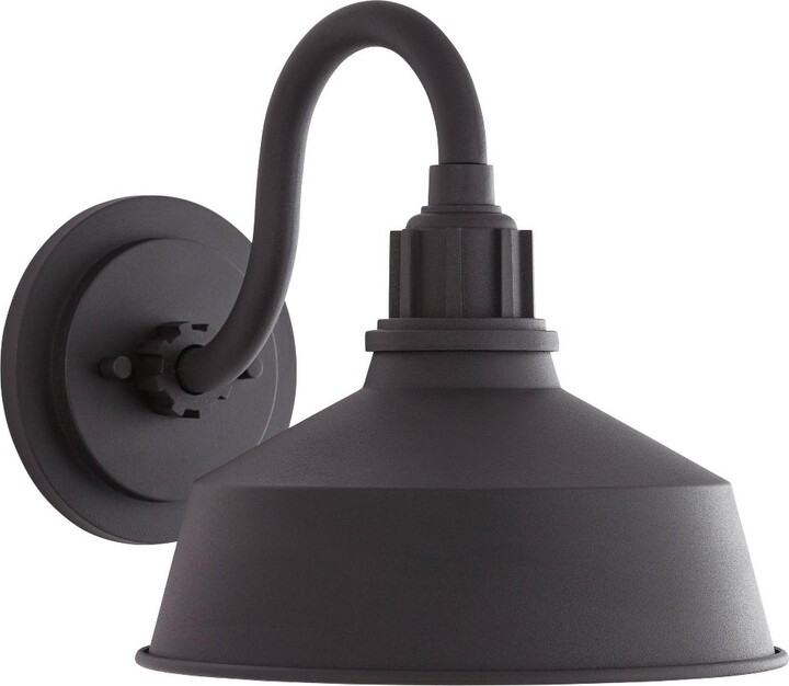 Franklin Iron Works Rustic Industrial Farmhouse Outdoor Barn Light Fixture Black Gooseneck 10 1/