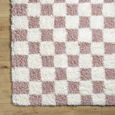 Laurel Foundry Modern Farmhouse Rafe Checkered Polypropylene Area Rug in Dusty Pink