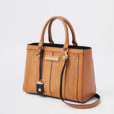 Thumbnail for your product : River Island Womens Beige faux leather boxy tote bag