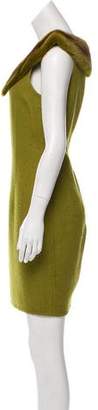 Michael Kors Mink Fur-Trimmed Sleeveless Dress