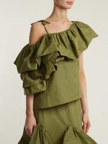 Thumbnail for your product : Marques Almeida One-shoulder Taffeta Top - Womens - Khaki