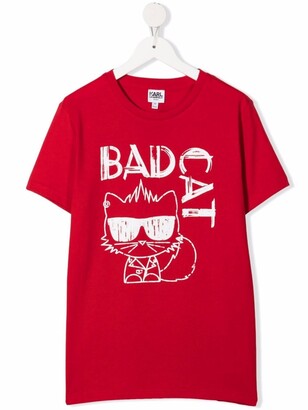 Karl Lagerfeld Paris TEEN Bad Cat cotton T-shirt
