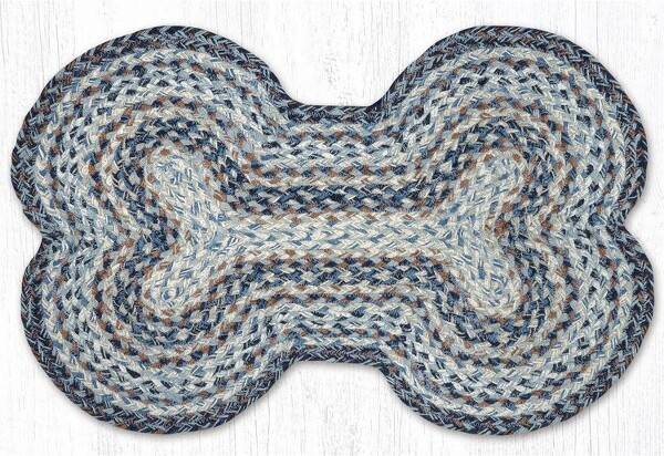 Earth Rugs EarthRugsDenimBlueLargeDogBoneBraidedPetTread–HandcraftedJute18\