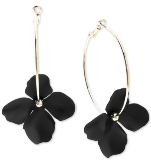 Zenzii Gold-Tone & Suede-Painted-Finish Flower Hoop Earrings