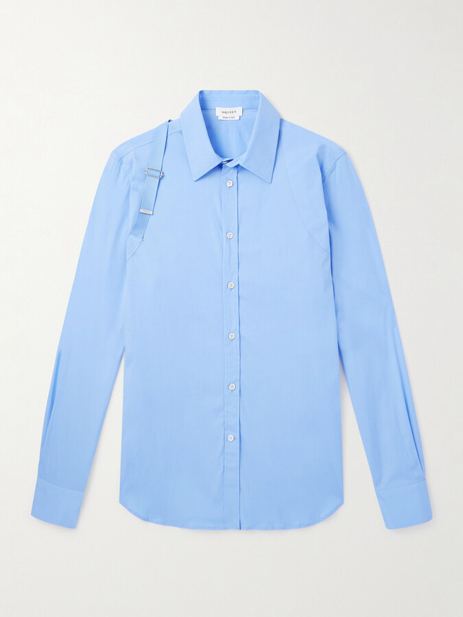 Alexander McQueen Slim-Fit Harness-Detailed Stretch-Cotton Shirt