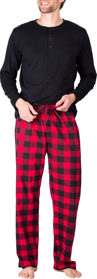 SLEEPHERO Men's Long-Sleeve Knit Pajama Set Black with Buffalo Check 3X -  ShopStyle