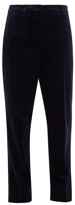 womens navy velvet trousers