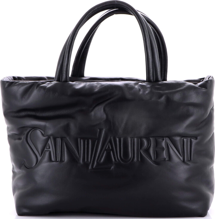 Saint Laurent Debossed Logo Tote Padded Leather