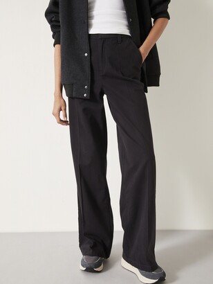 Womens Flat Front Trousers Black