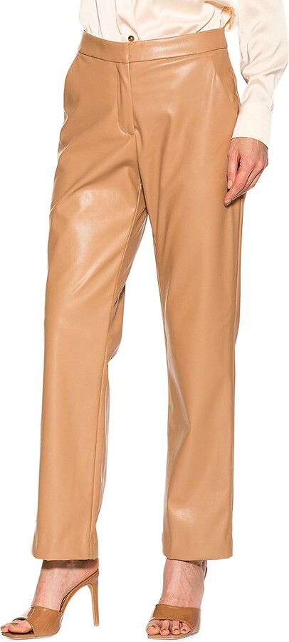 The Petite High Waist Easy Straight Crop Pant in Faux Leather