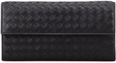 Thumbnail for your product : Bottega Veneta Woven Leather Flap Wallet, Black