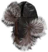 Thumbnail for your product : J. Mendel Fox-Trimmed Leather Trapper Hat
