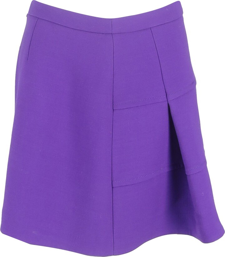 Victoria Beckham Midi Skirt in Purple Wool