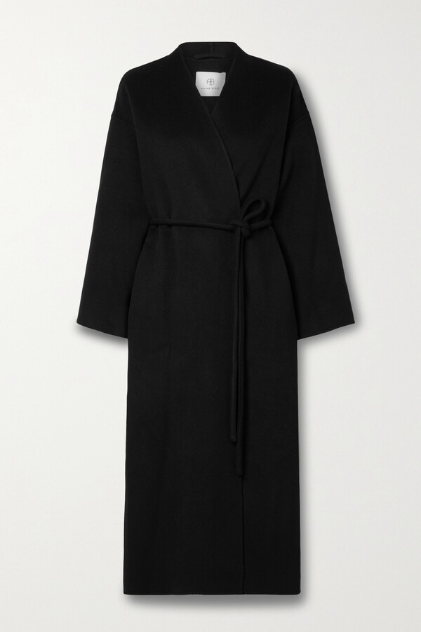 Anine Bing Hunter Oversized Belted Wool And Cashmere-blend Coat