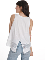 Thumbnail for your product : White + Warren Cotton Mesh Inlay Tank