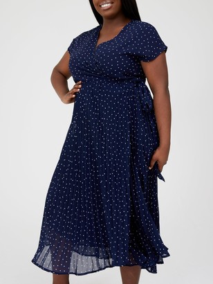 navy spot midi dress