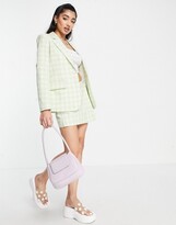 Thumbnail for your product : Miss Selfridge gingham linen oversized blazer in green - part of a set