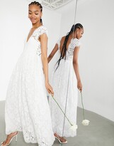 Thumbnail for your product : ASOS EDITION Alexandra cap sleeve v neck lace wedding dress