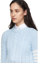 Thumbnail for your product : Thom Browne Blue Aran Cable 4-Bar Sweater