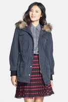 Thumbnail for your product : Halogen Faux Fur Trim Hooded Twill Jacket