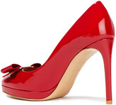 Thumbnail for your product : Ferragamo Osimo Bow-embellished Patent-leather Platform Pumps