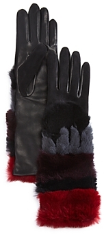 Agnelle Leather Gloves with Rabbit Fur Cuff