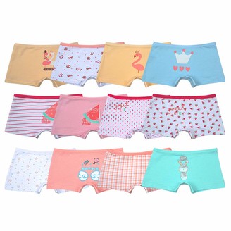 Calosy Toddler Girls' Cotton Panties Baby Soft Assorted Briefs Underwear 12-Pack Bundle