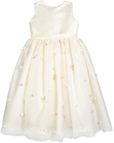 Thumbnail for your product : Joan Calabrese Sleeveless Floral Satin & Tulle Dress, Ivory/Pink, Size 2-14