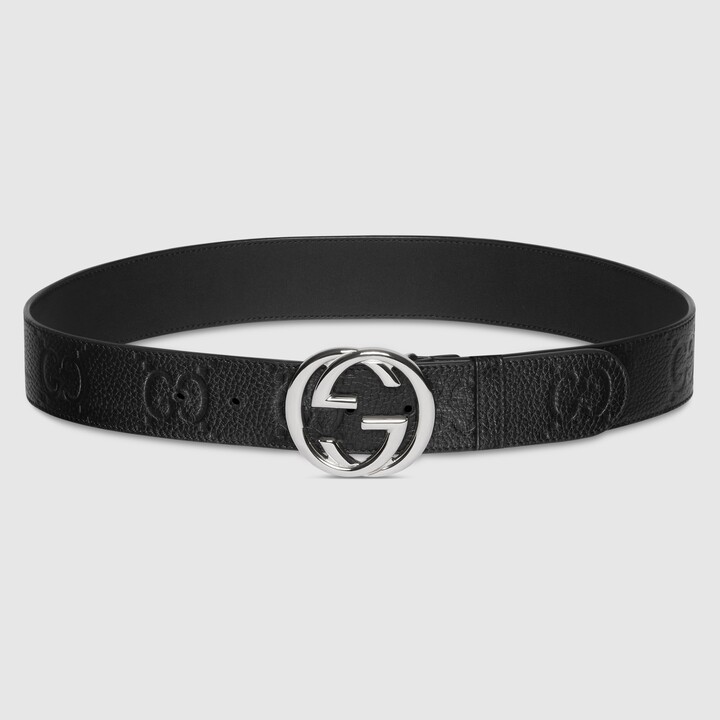 Wide belt with Interlocking G buckle