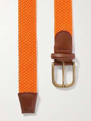 Anderson & Sheppard 3.5cm Leather-Trimmed Woven Belt - ShopStyle