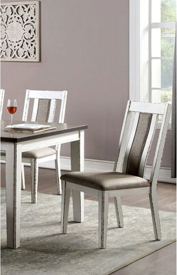Lark Manor 2 Rustic Dining Chairs, Solid Wood Structure, Warm Gray Fabric, Modern Style Chair Seat Chairs (2 ), Wood, Fabric Upholstery, Ambiance Seating