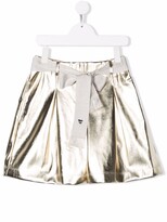 Thumbnail for your product : MonnaLisa TEEN metallic-effect tie-fastening shorts
