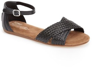 Toms 'Correa' Woven Faux Leather Ankle Strap Sandal (Women)
